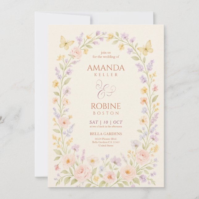 Soft Floral Arch Wedding Invitation (Front)
