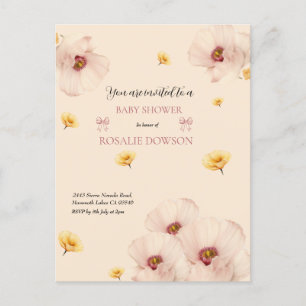 Soft Floral Baby  Announcement Postcard
