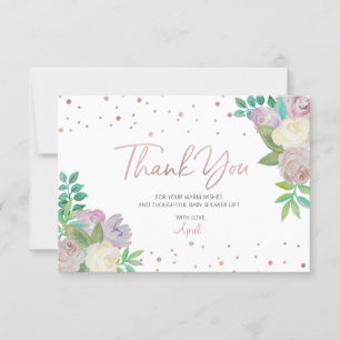 Soft Floral Baby Sprinkle Baby Shower Thank You Announcement