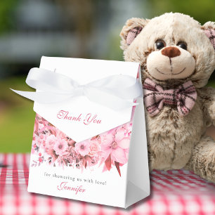Soft Floral Blush Teddy Bear Baby Shower Favour Box