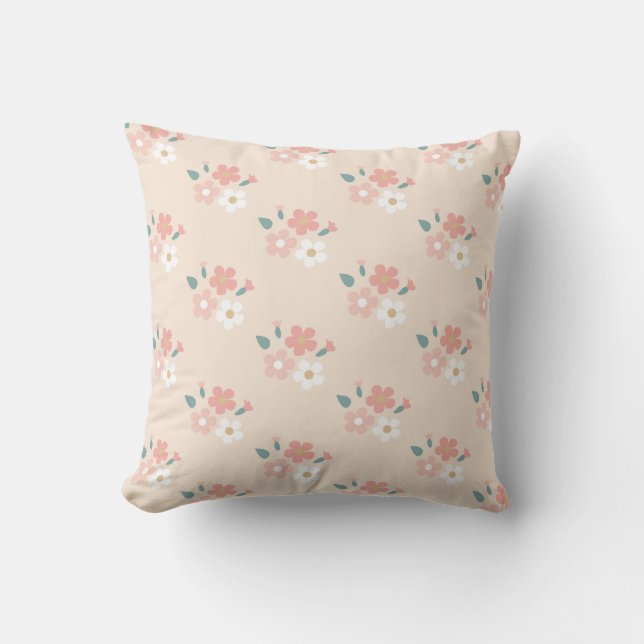 Soft Floral Bouquet Pattern Cushion (Front)