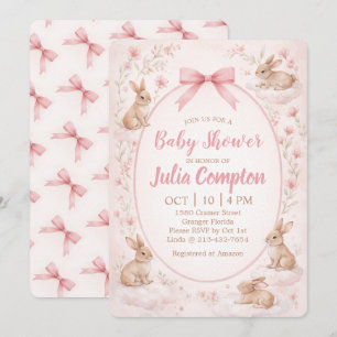 Soft Floral Bunny Baby Shower Invitation