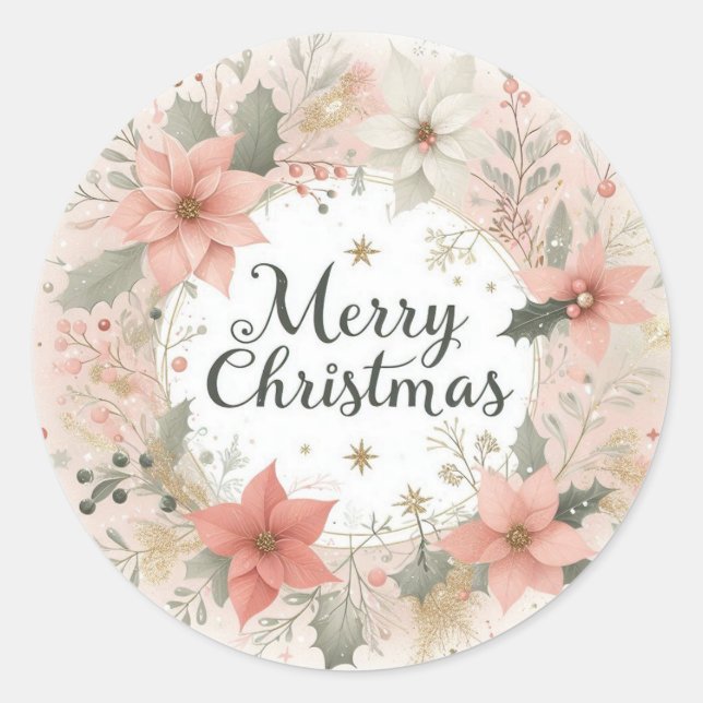 Soft Floral Christmas Sticker (Front)