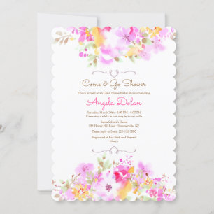 Soft Floral Come and Go Bridal Shower Invitation
