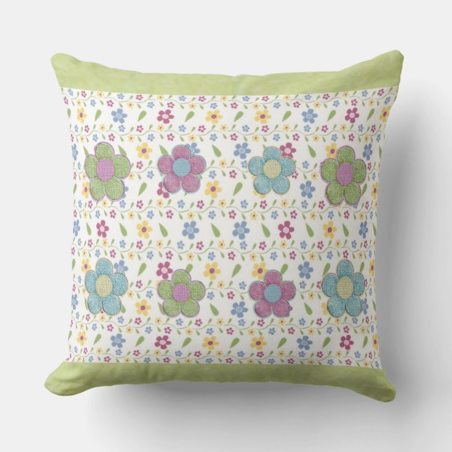 Soft Floral Digital Flowers Cushion (Front)
