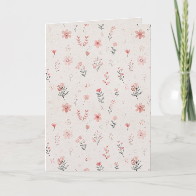 Soft Floral Folded Greeting Card (Front)