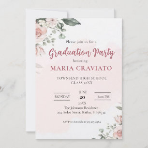 Soft Floral Graduation Party Invitation