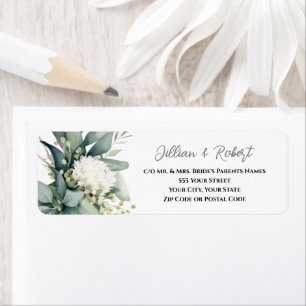 Soft Floral Greenery Wedding Return Address Label