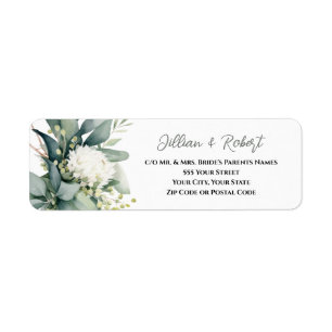Soft Floral Greenery Wedding Return Address Label