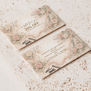 Soft Floral Hairstylist Business Discount Card
