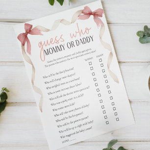Soft Floral Mummy or Daddy Baby Shower Game Poster