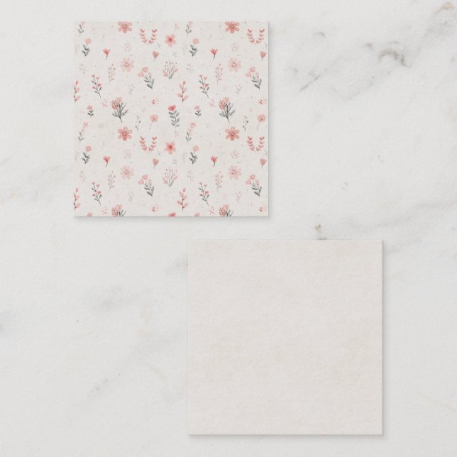 Soft Floral Pattern Square Business Card (Front/Back)