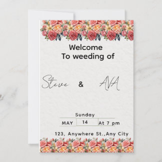 Soft Floral Pink Wedding Invitation | Romantic & E