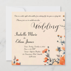 Soft floral romanitc wedding invitation design