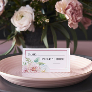 Soft Floral Romantic Greenery Mauve Wedding Place Card