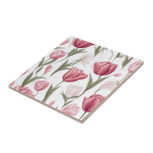 Soft Floral Tulips Ceramic Tile