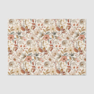 Soft Floral Vines Pattern on an Ivory Background Tissue Paper