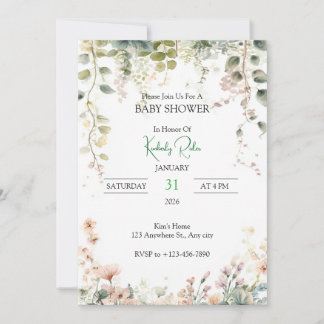 Soft Floral Watercolor Frame Invitation