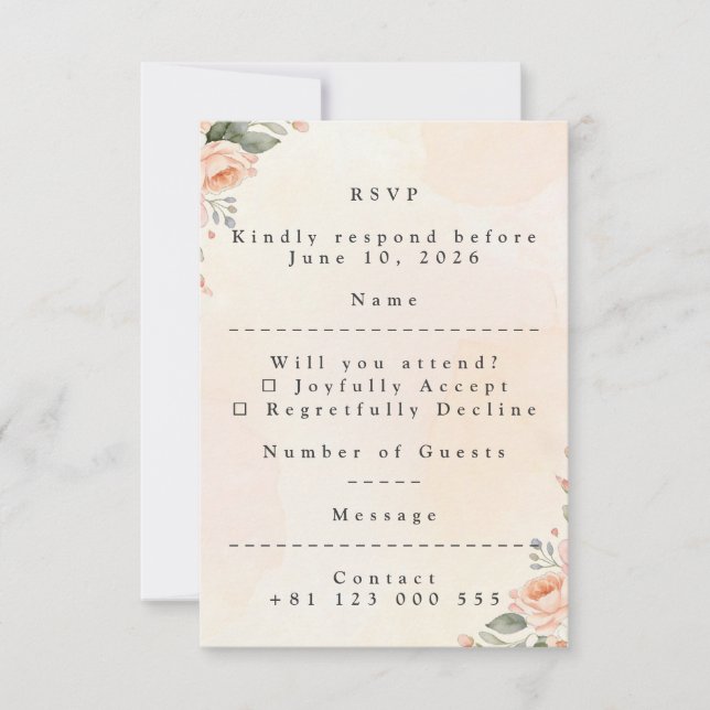 Soft Floral Wedding RSVP Card Elegant Response (Front)