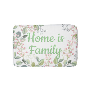 Soft Floral with Leaves and Tiny Budding Flowers Bath Mat