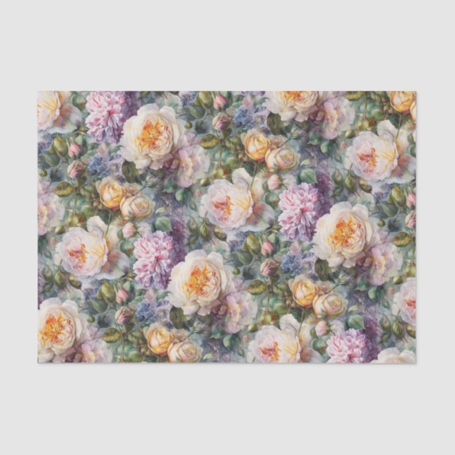 Soft Florals and Roses Tissue Paper (Front)