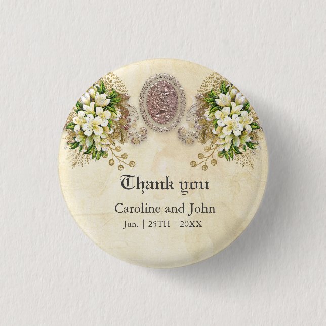 Soft flowers 3 cm round badge (Front)