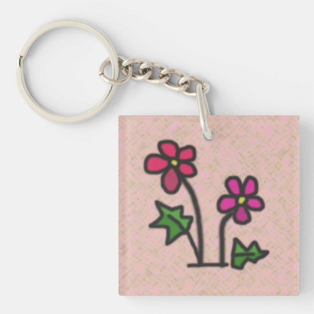 Soft Flowers Pink Key Ring (Front)