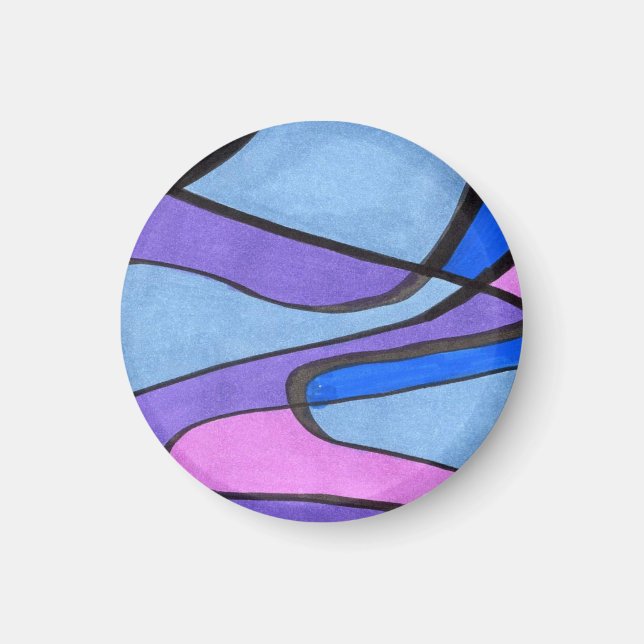 Soft flowing abstract cells in pink violet blue magnet (Front)