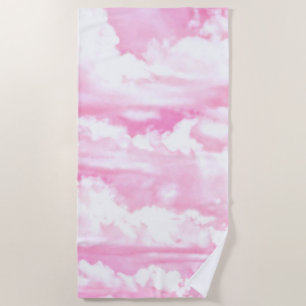 Soft Fuchsia Pink Girly Clouds Background on a Beach Towel