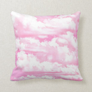 Soft Fuchsia Pink Girly Clouds Cushion