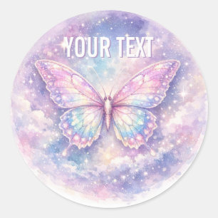 Soft Galaxy Butterfly Glow Classic Round Sticker
