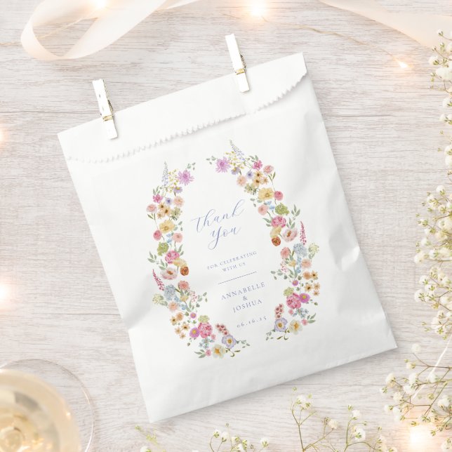 Soft Garden Florals Wedding Favour Bag (Clipped)