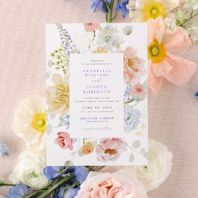Soft Garden Florals Wedding Invitation (Creator Uploaded)