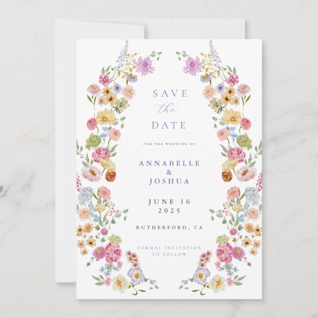 Soft Garden Florals Wedding Save the Date (Front)