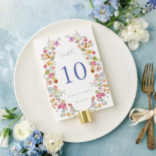 Soft Garden Florals Wedding Table Number