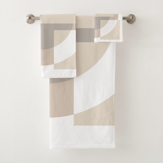 Soft Geometric Blocks – Neutral Abstract Towel Set (Insitu)