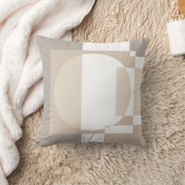 Soft Geometric Blocks – Simple and Sleek Beige Cushion (Blanket)