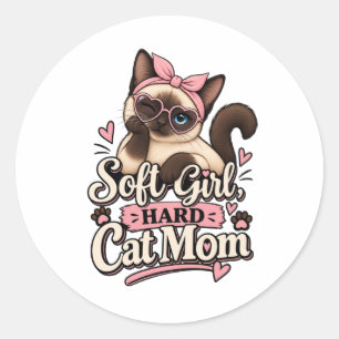 Soft Girl Hard Cat Mum Sticker Cute Cat Mum