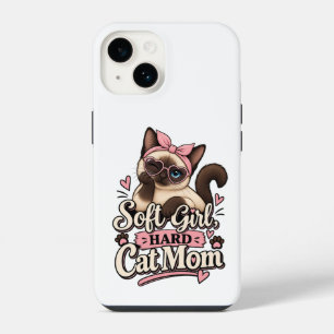 Soft Girl Hard Cat Mum Sticker   Cute Cat Mum  iPhone 14 Case