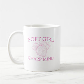 Soft Girl Sharp Mind — Strawberry Aesthetic Design Coffee Mug
