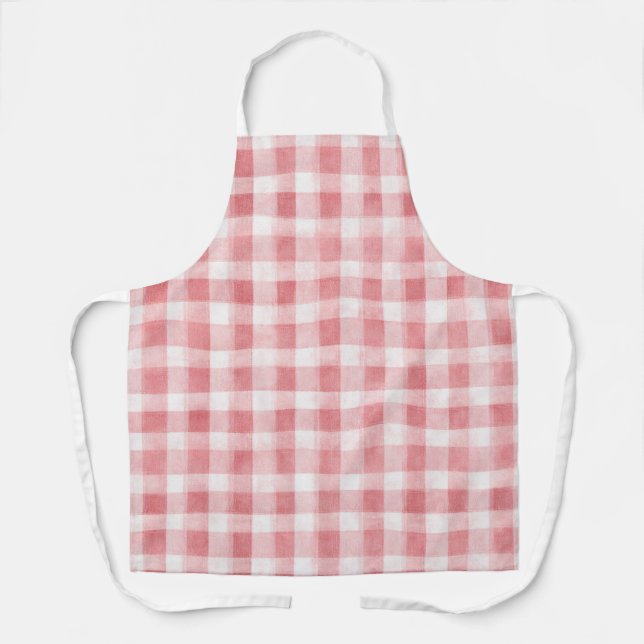 Soft Girly Pink White Plaid Stripes Bridal Showe   Apron (Front)