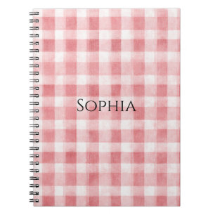 Soft Girly Pink White Plaid Stripes Notebook