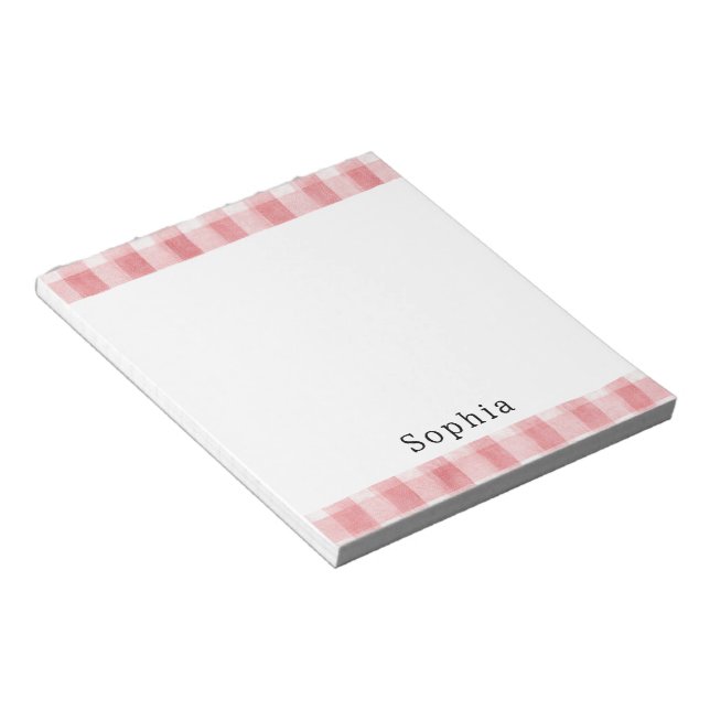 Soft Girly Pink White Plaid Stripes   Notepad (Angled)