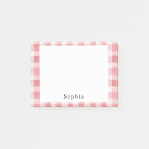 Soft Girly Pink White Plaid Stripes Post-it Notes