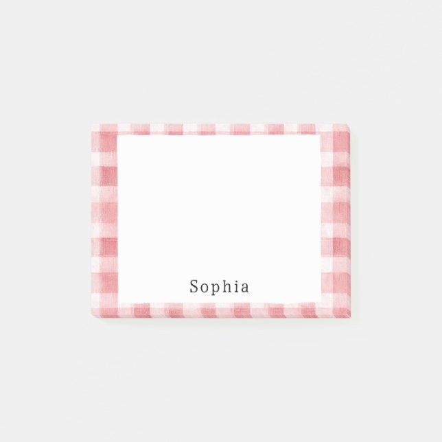 Soft Girly Pink White Plaid Stripes   Post-it Notes (Front)