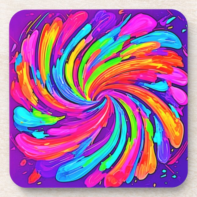 Soft Glow: Cartoon Rainbow  Coaster (Front)