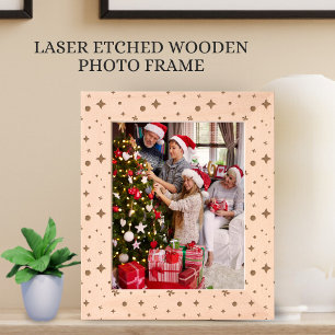 Soft Glow Golden Stars & Floral Petals Pattern Etched Frames