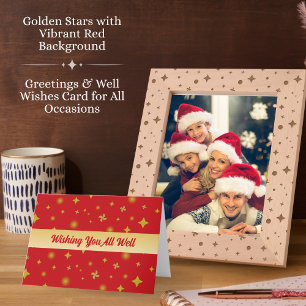 Soft Glow Golden Stars & Floral Petals Pattern Thank You Card