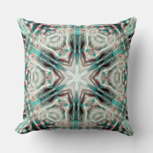 Soft glow on blue sandy texture, kaleidoscope star cushion