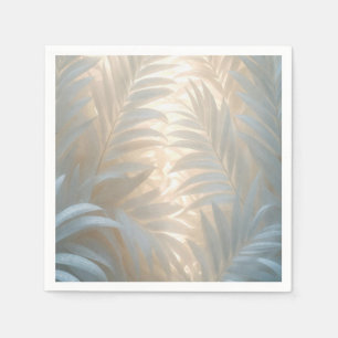 Soft gold of white tropics, pastel palm leaves napkin